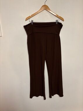 NOBO Fold-Over Wide Leg Pants in Brown